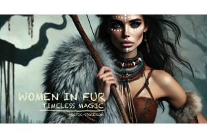 Woman in fur with tribal makeup and accessories - timeless beauty and attraction.