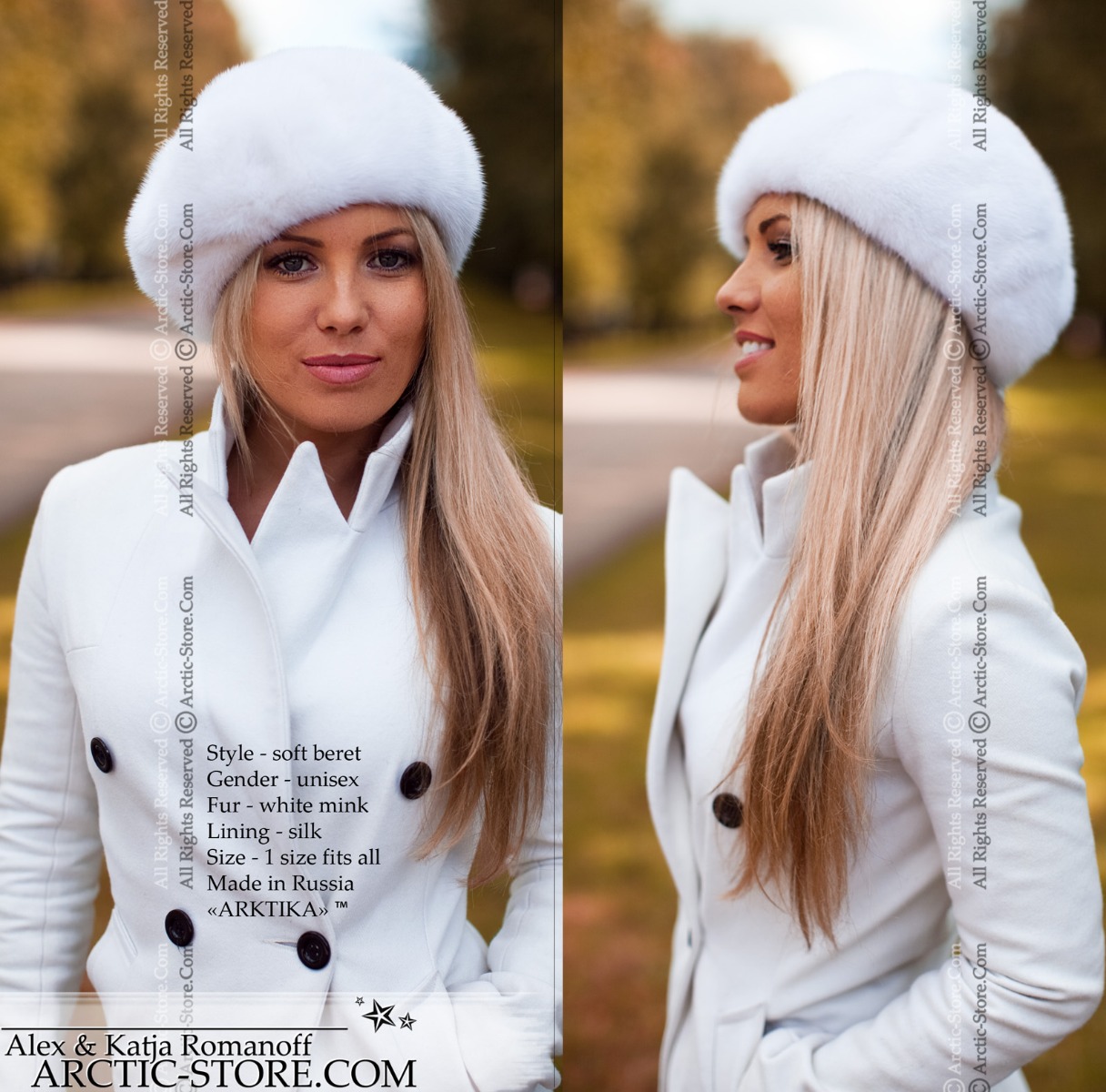 Beret, white mink