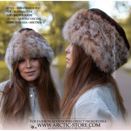 Ambassador Hat · Russian Lynx Fur · Brown Suede
