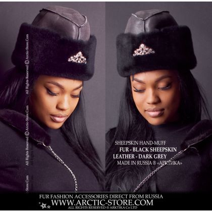 Sheepskin Ambassador hat  - Black/Cold Grey