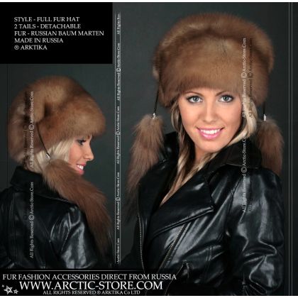Fur hat with tails, baum marten