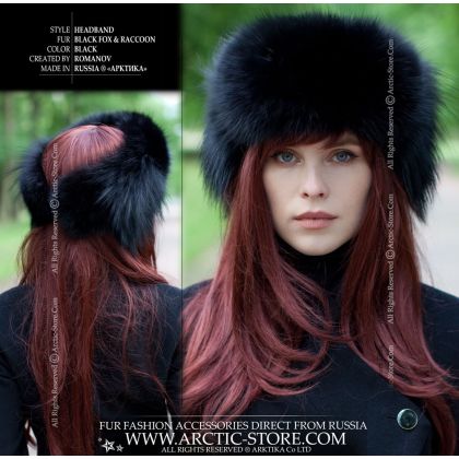Black Fox & Raccoon Fur Headband