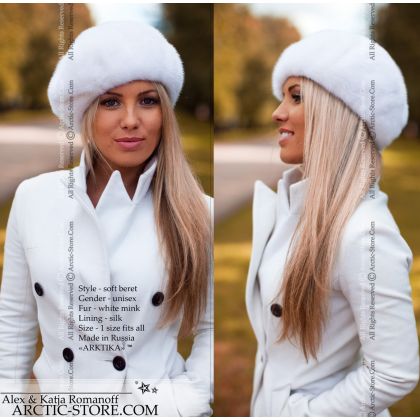 Beret, white mink
