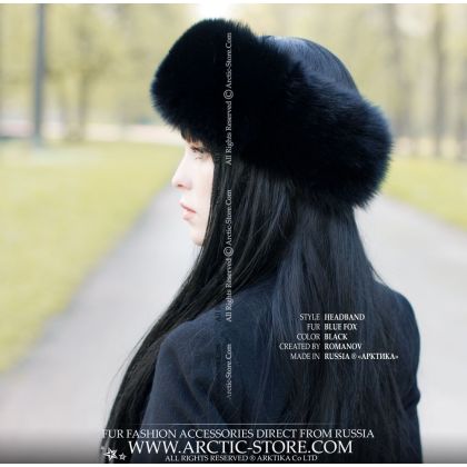 Black Fox Fur Headband – Russian Winter Style