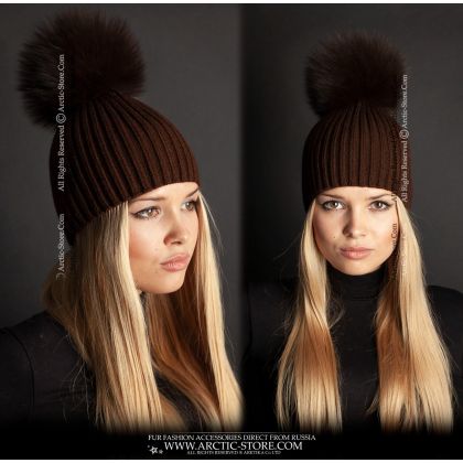 Beanie - XXL Brown Fox Bobble