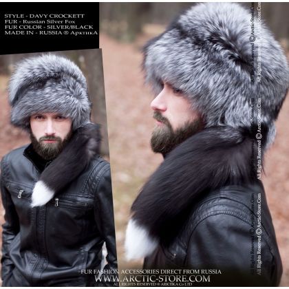 Silver Fox Davy Crockett Fur Hat