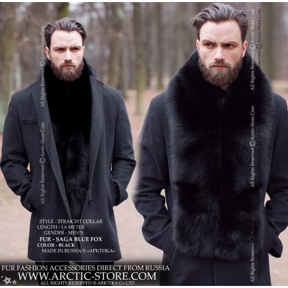 Men's fur stole 160cm, Saga black fox