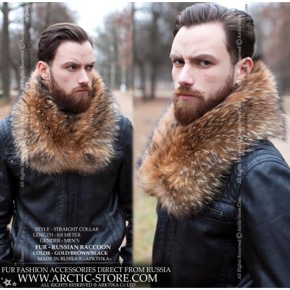 Men's fur collar 80cm, Russian raccoon