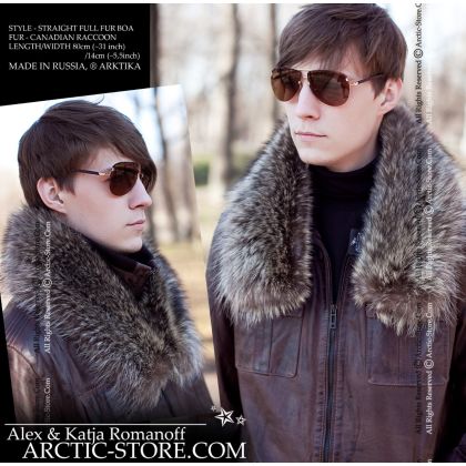 Men's fur collar 80cm, Canadian raccoon