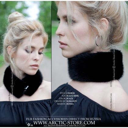 Black Mink Fur Neck Warmer – Minimalist Band