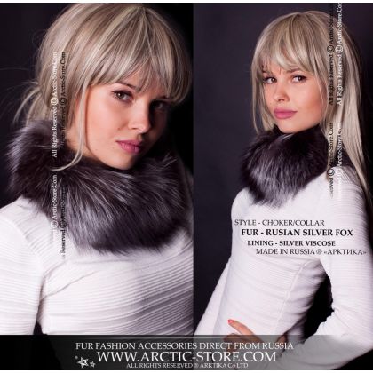 Silver Fox Fur Neck Warmer – Light Volume