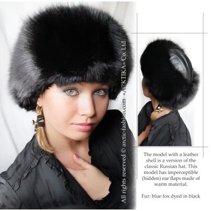 Roller fur hat, black fox