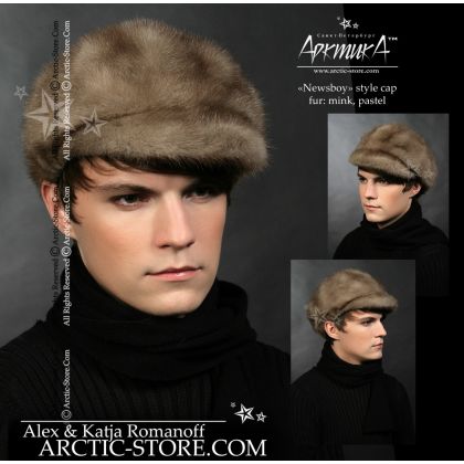 Light Brown Mink Newspaper Boy Cap – Men’s Fit