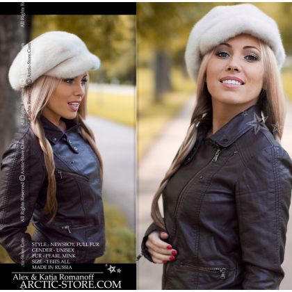 Newsboy cap, Pearl mink