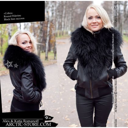 Round pelerine, black raccoon