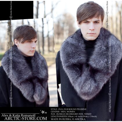 Men's pelerine, silver grey fox