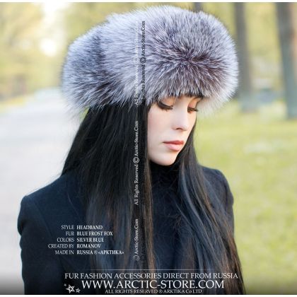 Blue Frost Fox Fur Headband