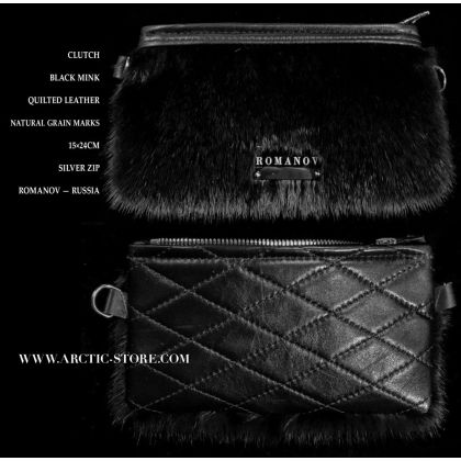 Romanov Black Mink Clutch – Quilted Black