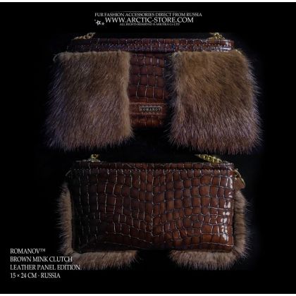 Romanov Brown Mink Fur Clutch – Leather Panel Edition