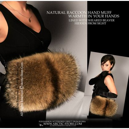 Russian Fur Hand Muff – Natural Raccoon