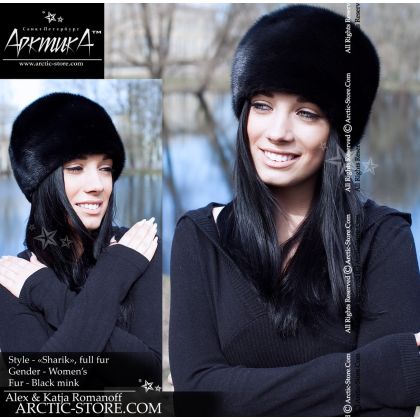 Round full fur hat, mink scanblack