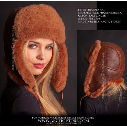 WOMEN’S TRAPPER HAT · SHEARLING SHEEPSKIN · PALE GINGER