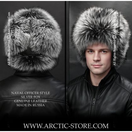 Naval Officer Silver Fox Fur Hat