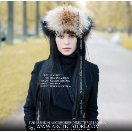 Natural & Black Raccoon Fur Headband