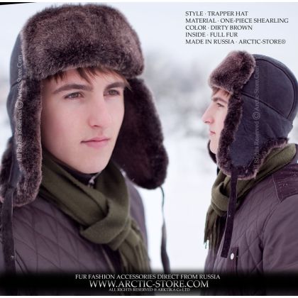 MEN’S TRAPPER HAT · SHEARLING SHEEPSKIN · DIRTY BROWN