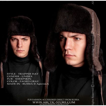 MEN’S TRAPPER HAT · SHEARLING SHEEPSKIN · FADED GRAY