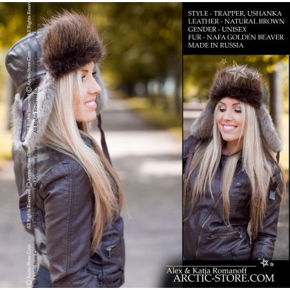WOMEN’S TRAPPER HAT · BEAVER FUR · LEATHER