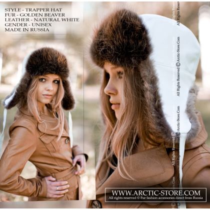 WOMEN’S TRAPPER HAT · BEAVER FUR · LEATHER