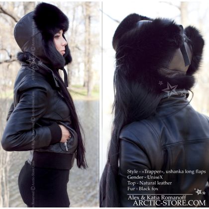 WOMEN’S TRAPPER HAT · BLACK FOX FUR · LEATHER