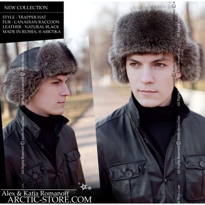 MEN’S TRAPPER HAT · CANADIAN RACCOON FUR · LEATHER