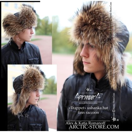 MEN’S TRAPPER HAT · RUSSIAN RACCOON FUR · LEATHER