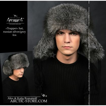 MEN’S TRAPPER HAT · SILVER GREY FOX FUR · LEATHER