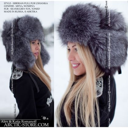 Siberian ushanka, silver/grey fox