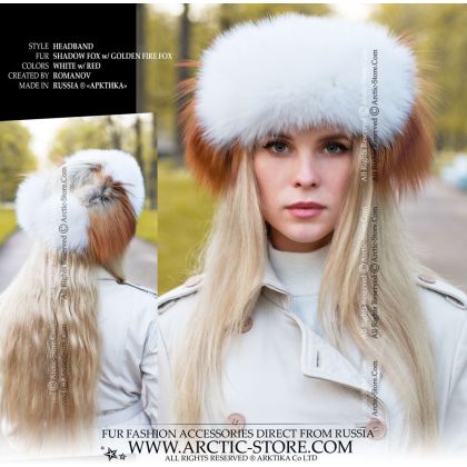 White & Gold Fox Fur Headband