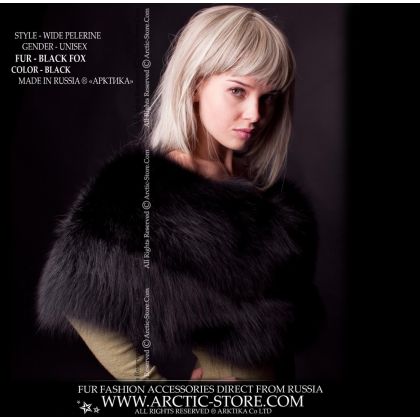 Women's wide pelerine, Black fox