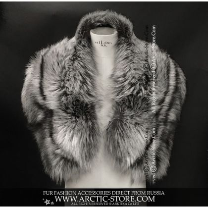 Men's wide pelerine, Silver fox