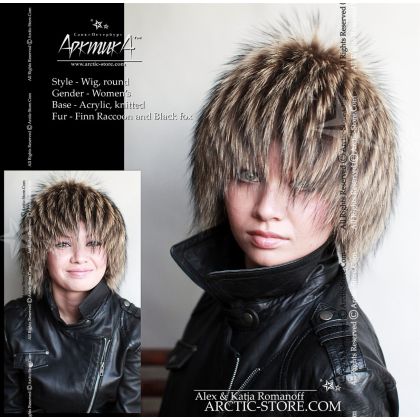Fur wig, raccoon & fox