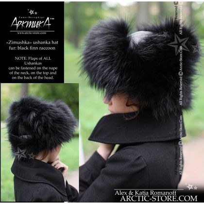 Women’s Bomber Hat · Black Raccoon Fur · Leather · Poms