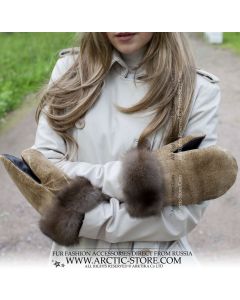 Barguzin sable fur trim leather mitts – handcrafted winter luxury