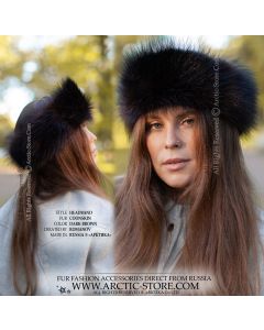 Dark Brown Raccoon Fur Headband, Canadian raccoon dyed sable shade, almost black winter accessory