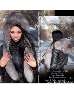 Eskimoska Hood/Hat w/ tails, Silver Grey Fox