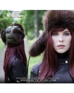 winter camouflage fur hat · field gear with beaver fur