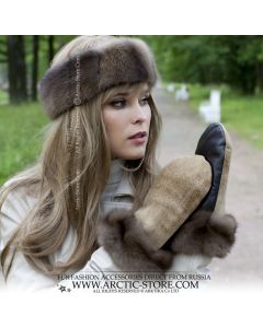 Barguzin sable fur set for women – luxury mitts and headband