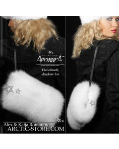 Russian Fur Hand Muff – Shadow Fox (White)