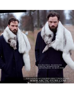 russian silver fox full pelt fur collar with glass eyes