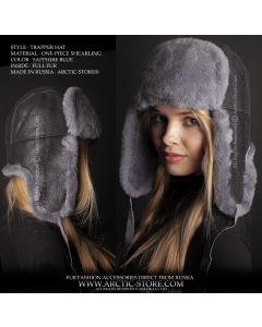 sapphire blue shearling sheepskin trapper hat for women full fur
